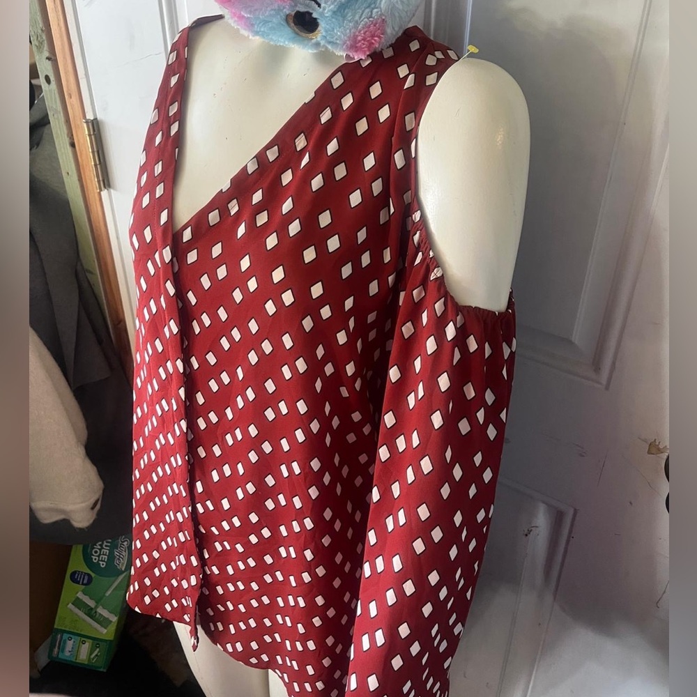 INC International Concepts Burgundy Cold Shoulder Blouse